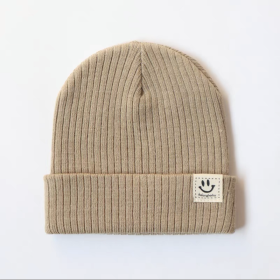 Khaki baby toe cap knitted hat