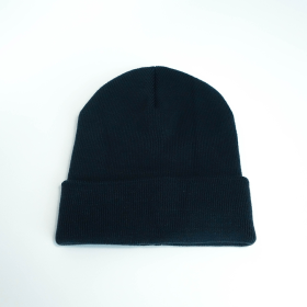 Black Warm Solid Color Knitted Beanies Hat for Boys Girls