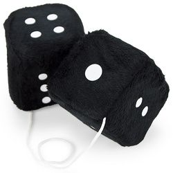 Pair of Black 3in Hanging Fuzzy Dice