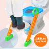 Potty Training Toilet Seat w/ Steps Stool Ladder For Children Baby Foldable Splash Guard Toilet Trainer