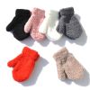 2Pcs/set Children Plush Gloves Solid Color Winter Warm Thicken Gloves