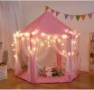 Outdoor Indoor Portable Folding Princess Castle Tent Kids Children Funny Play Fairy House Kids Play Tent(Warm LED Star Lights)