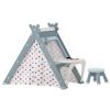 Kids Play Tent - 4 in 1 Teepee Tent with Stool and Climber, Foldable Playhouse Tent for Boys & Girls