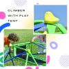 Kids Climbing Dome Jungle Gym - 6 ft Geometric Playground Dome Climber Play Center with 4.6ft Wave Slide, Rust & UV Resistant Steel Supporting 800 LBS