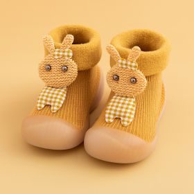 Autumn Winter Baby Toddler Shoes Thick Warm (Option: Rabbit Yellow 819-18to19)