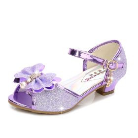 Princess Crystal Girls High Heel Shoes (Option: Purple-Size 26)