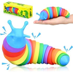 Fidget Slug; Articulated Sensory Slug Toy Makes Relaxing Sound; Caterpillar Fidget Toys Stress Relief Gifts (Color: Green)