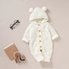 Baby Solid Color Small Ear Patched Design Thermal Romper