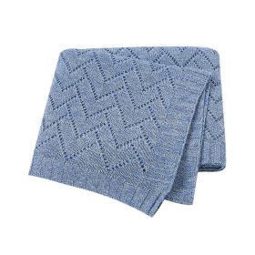 Kids Hollow Carved Graphic Solid Color Knitted Blanket (Color: Blue, Size/Age: Average Size (0-12Y))