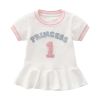 Baby Girl 1pcs Logo Graphic Graphic Side & Neck Striped Design Ruffle Hem Baseball Dress