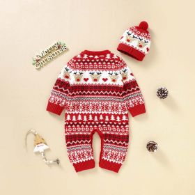 Baby Christmas Pattern Newborn Romper (Color: Red, Size/Age: 90 (12-24M))