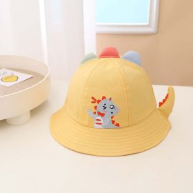 Baby Cartoon Dinosaur Embroidered Pattern Cute Sunshade Bowl Hats (Color: Yellow, Size/Age: M (1-3Y))