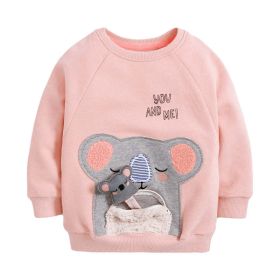 Baby Girl Cartoon Animal Knitted New Style Hoodie In Autumn (Color: Pink, Size/Age: 120 (5-7Y))