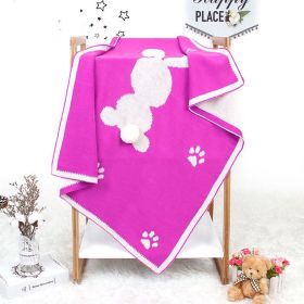 Baby Cartoon Rabbit & Footprints Embroidered Graphic 3D Tail Blanket (Color: Pink, Size/Age: (0-12Y))