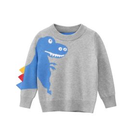 Baby Boy Cartoon Dinosaur Embroidered Pattern Knitted Lovely Sweater (Color: Light Blue, Size/Age: 100 (2-3Y))