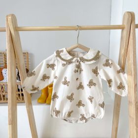 Baby Dot & Bear Graphic Long Sleeve Onesies In Autumn Outfits (Color: Brown, Size/Age: 80 (9-12M))