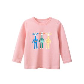 Baby Girl Cartoon Animals Pattern Long Sleeve Fashion Shirt In Autumn (Color: Pink, Size/Age: 140 (8-10Y))