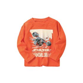 Baby Cartoon Print Pattern Soft Cotton O-Neck Lovely Shirt (Color: Orange, Size/Age: 100 (2-3Y))