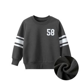 Baby Solid Color Side Striped Design Fleece Warm Hoodies (Color: Black, Size/Age: 110 (3-5Y))