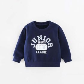 Baby Slogan Print Pattern Long Sleeve Quality Fashion Hoodie (Color: Navy Blue (Dark Blue), Size/Age: 100 (2-3Y))