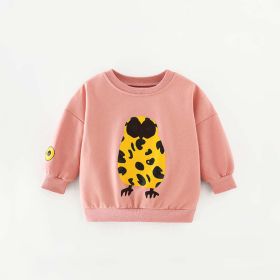 Baby Girl Cartoon Animal Pattern Solid Color Lovely Hoodie (Color: Pink, Size/Age: 110 (3-5Y))