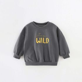 Baby Boy Slogan Pattern Solid Color Good Quality Hoodie (Color: Grey, Size/Age: 110 (3-5Y))