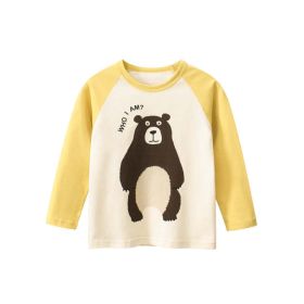 Baby Boy Cartoon Bear Graphic Colorblock Design Quality Shirt (Color: Yellow, Size/Age: 110 (3-5Y))