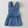 Baby Girl Denim Fabric Strap Design Pleated Dress Fashion Korean Style Dress