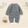 Baby Bear Jacquard Design Long Sleeve Cute Knitted Jumpsuits