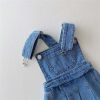 Baby Girl Denim Fabric Strap Design Pleated Dress Fashion Korean Style Dress