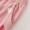 Baby Girl Heart Print Pattern Solid Color Cute Sport Trousers