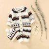 Baby Embroidered Pattern Contrast Design Vintage Style Warm Knitting Romper With Hat