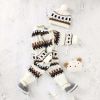 Baby Embroidered Pattern Contrast Design Vintage Style Warm Knitting Romper With Hat